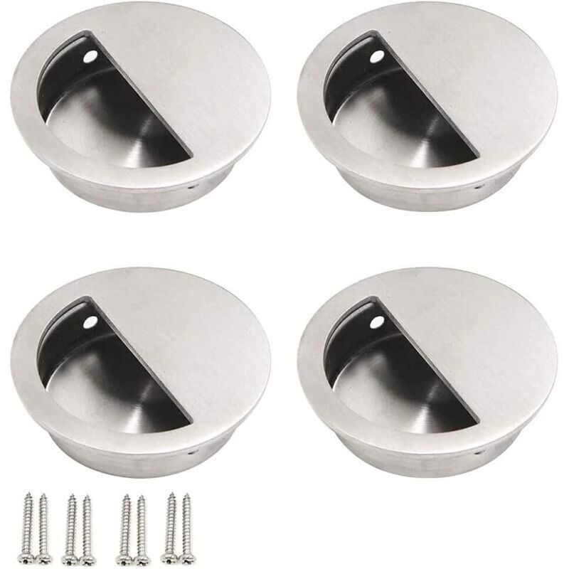 Eingelassener Möbelgriff Aus Gebürstetem Edelstahl – Mini-halbkreisstange, 30 Mm, Silberfarben, 4er-set