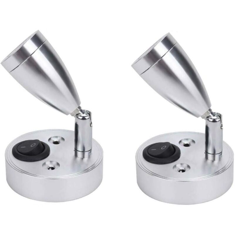 2er-set 12v Led Leselampe Wand- & Nachttischlampe, Einstellbar, Für Camping, Wohnmobil, Boot - Silber, Kurz
