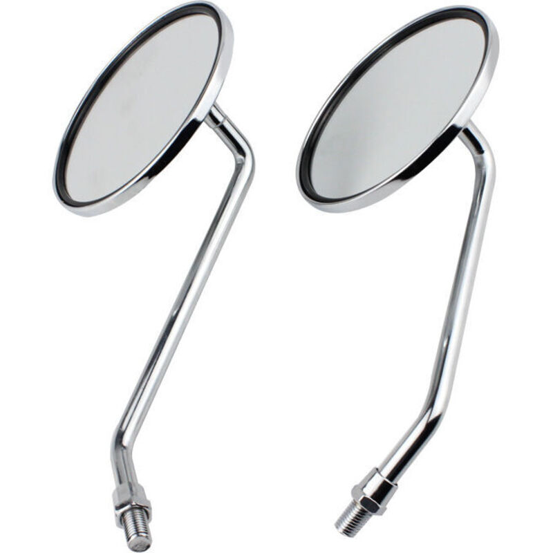 Runde, Verchromte Motorradspiegel – Komplettes Paar (links + Rechts), 8 Mm Durchmesser, Glänzend Silberfarben