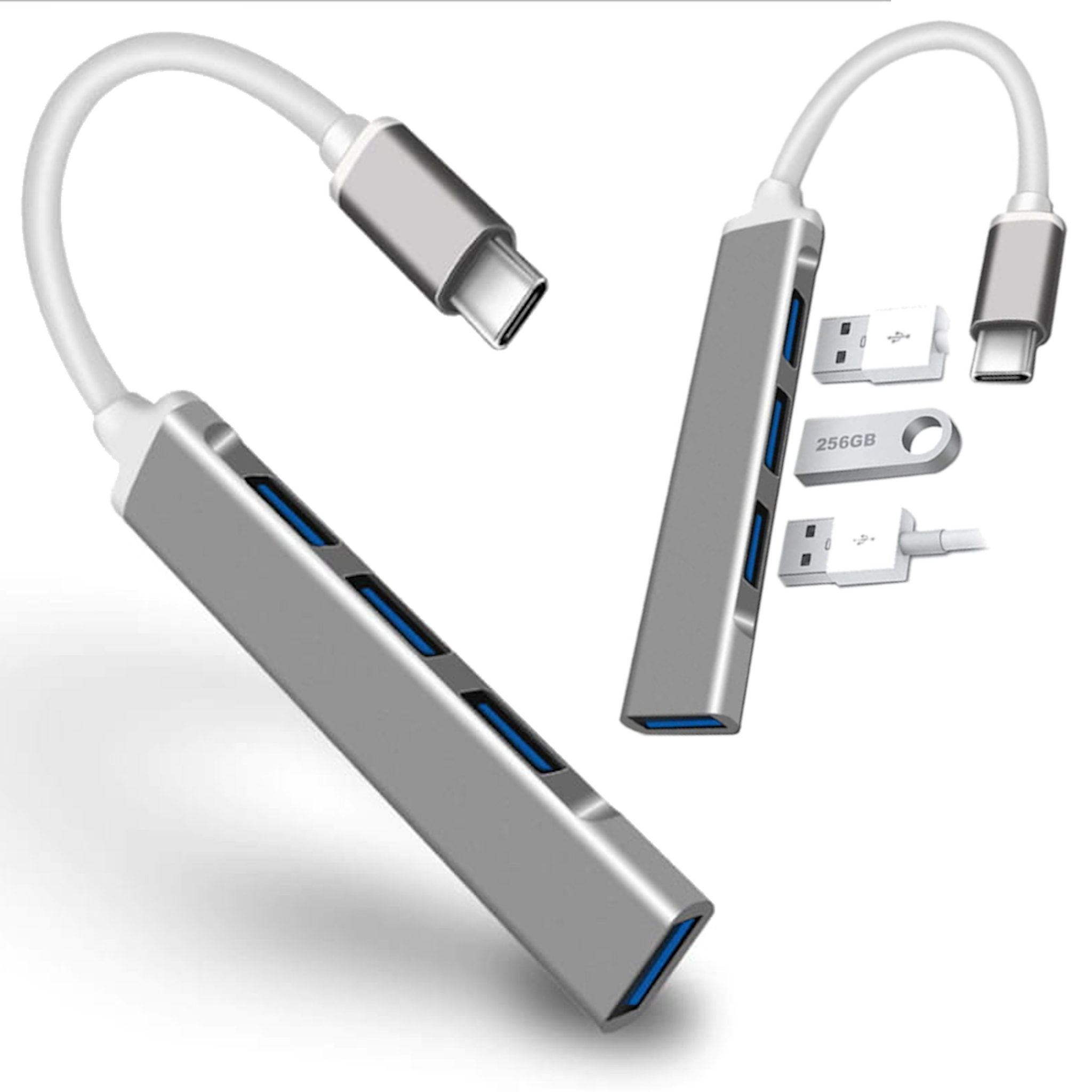 Usb-c 3.1-hubadapter Auf 3 X Usb 2.0 Und 1 X Usb 3.0 (4 Anschlüsse) Für Laptops