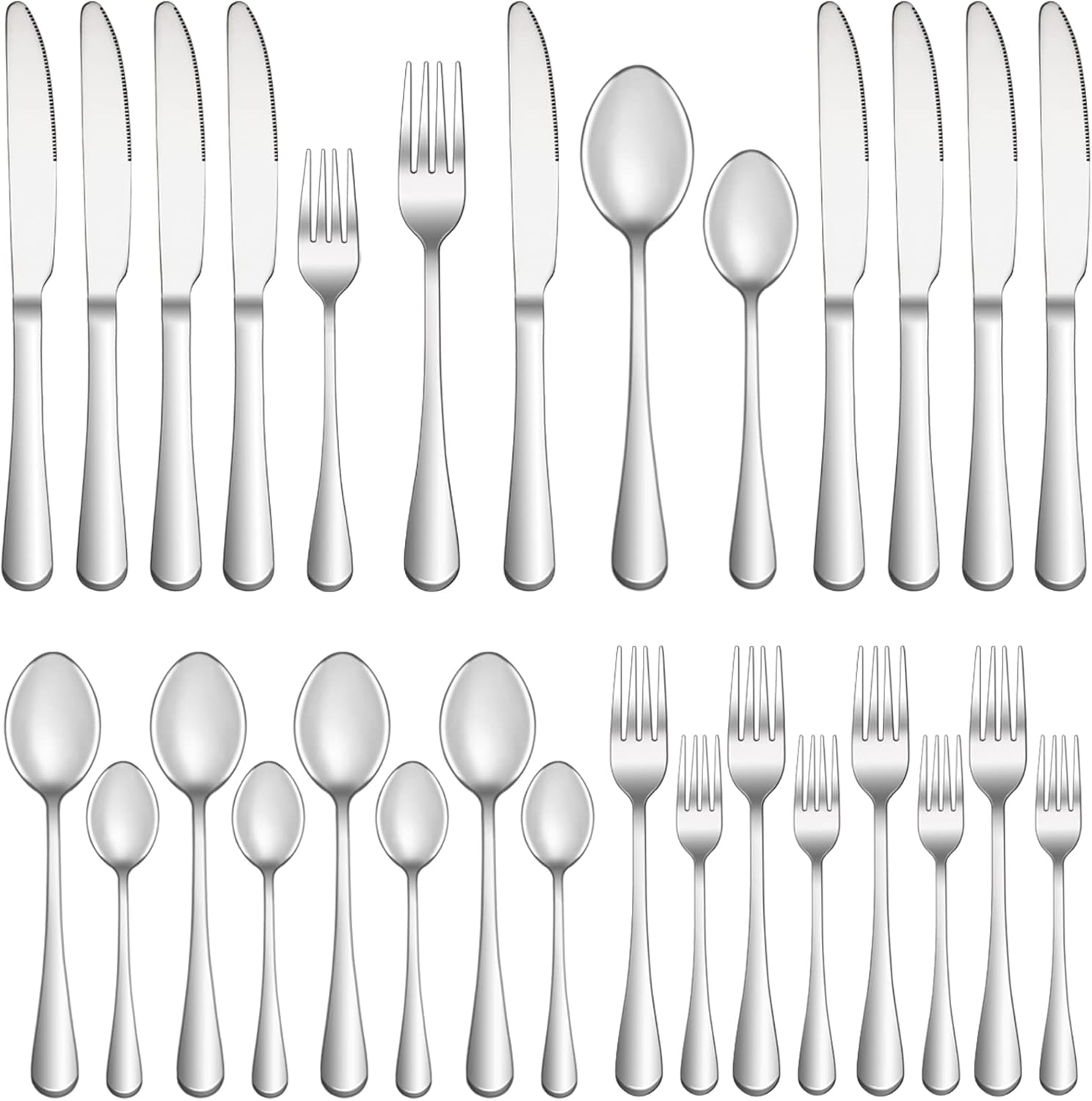 Edelstahl-besteckset, Silberfarben, 24-teilig