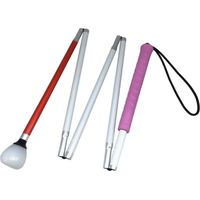 1 Weißer, Faltbarer Aluminiumstock, 5-teilig, Mit Radspitze Und Reflektierenden Streifen, Für Sehbehinderte