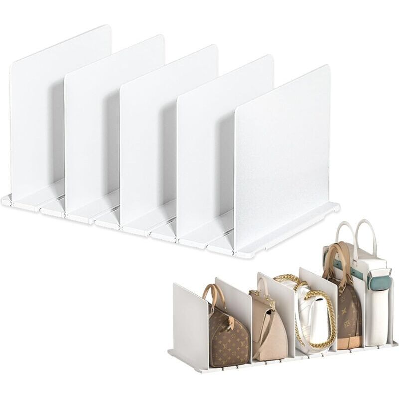 Verstellbare Kleiderschrank-regaleinteiler – Set Mit 5 Weißen Abs-einteilern Zur Organisation Von Kleidung Und Handtaschen