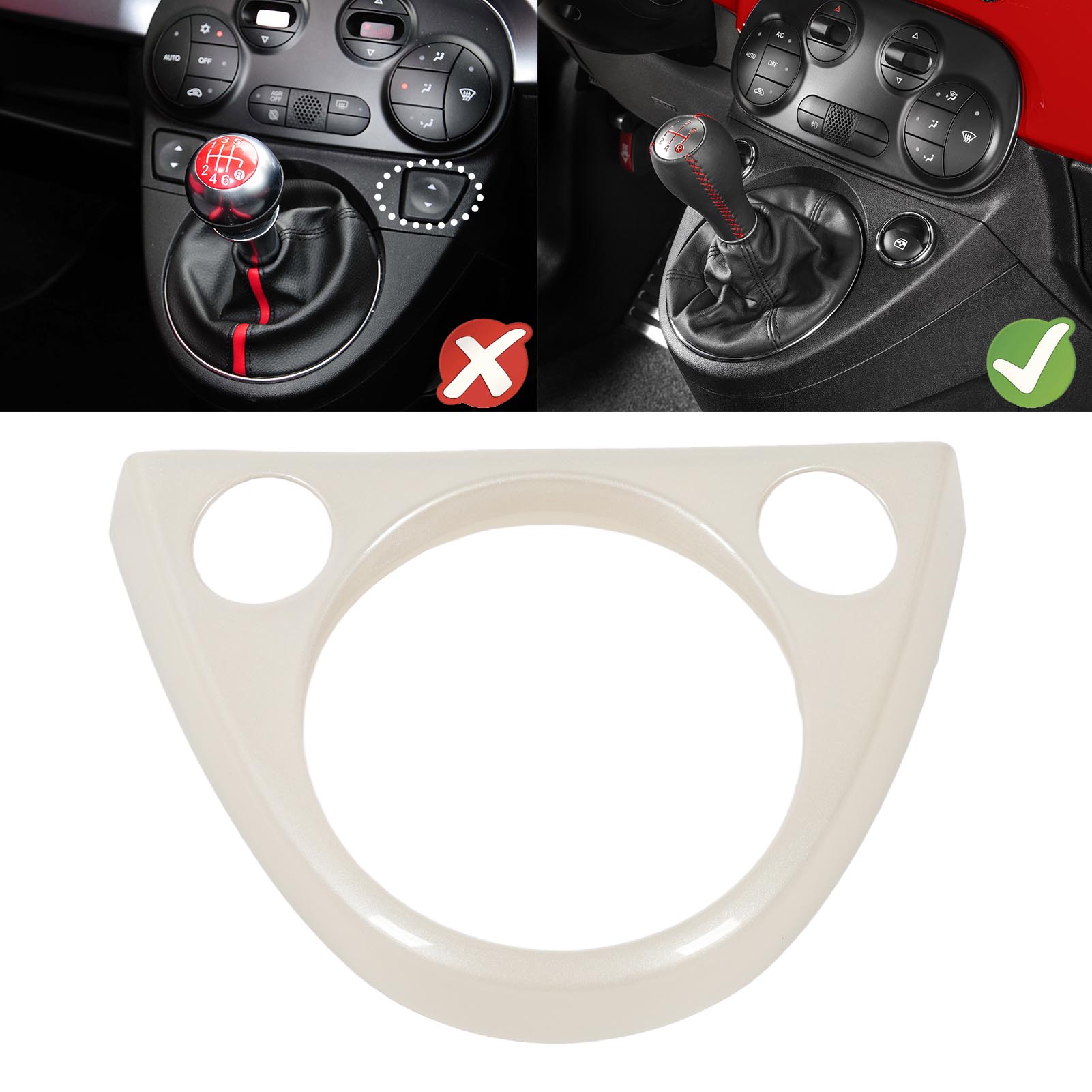 Schalthebelschutzrahmen, Abarth 500 595, Weißes Abs, Klebemontage