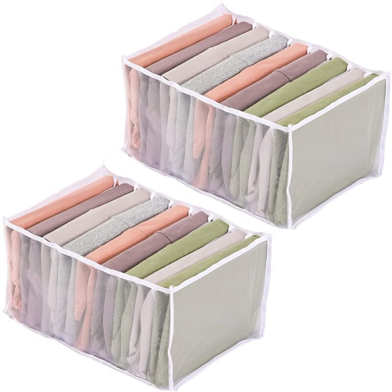 Faltbarer Stoff-schubladenorganizer – 2er-set Boxen Mit Je 9 Fächern Für Jeans, T-shirts Und Leggings – Weiß, 32 X 25 X 17 Cm, Trimec