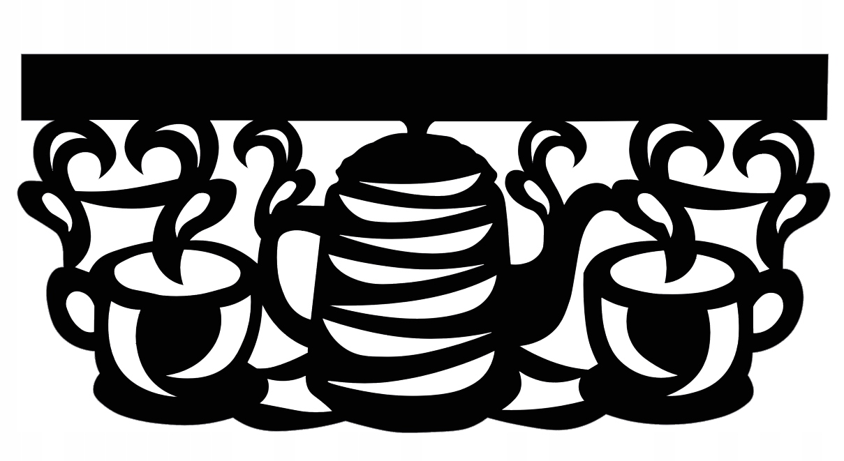 Küchenvorhang D53, Durchbrochenes Kaffeekannenmuster, 60 X 30 Cm