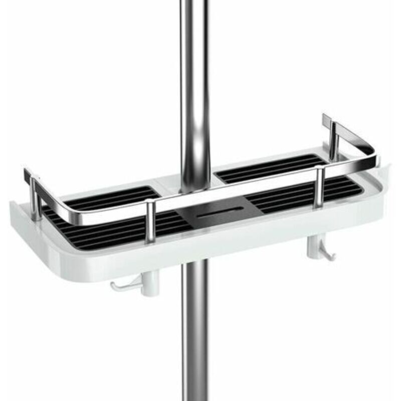Étagère De Douche Sans Perçage Étagère De Douche Réglable Pour La Tringle De Douche Rangement De Salle De Bain Avec Support De Douche Étagère Avec 2 Petits Crochets