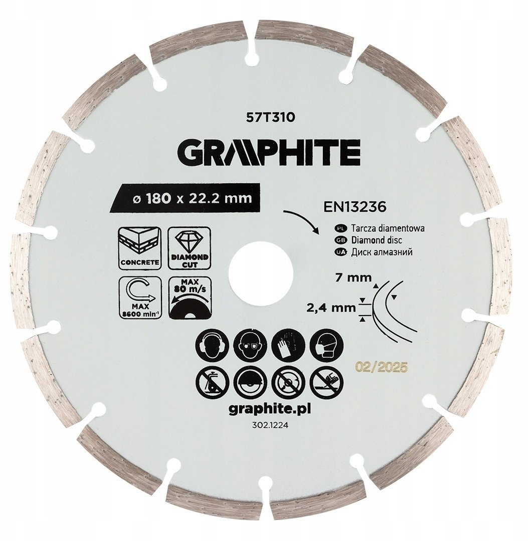 Trennscheibe Graphite 57t310 Diamant 180 Mm 22,2 Mm