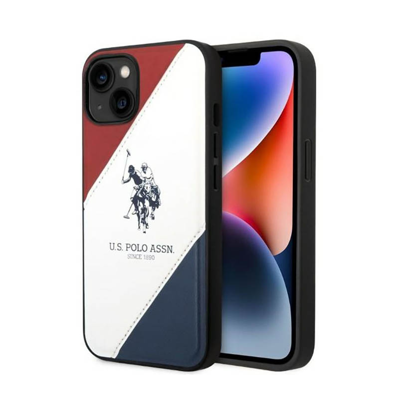 Us Polo Assn Tricolor Embossed - Iphone 14 Hülle (weiß)