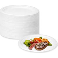 100 Einwegteller Aus Zuckerrohrbagasse, Umweltfreundlich, 22,8 Cm, Für Picknicks Und Festliche Anlässe