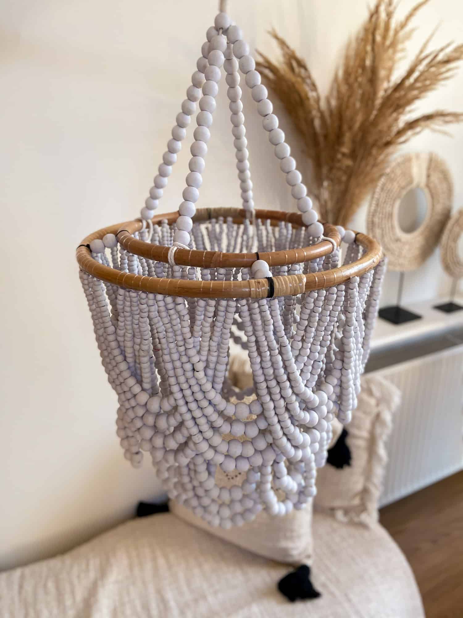 Perlenleuchter Weiß M 33x63