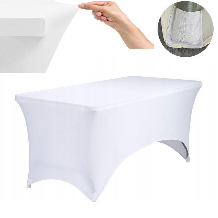 Elastischer Bezug, Glatte Weiße Tischdecke Für Cateringtische, 240 X 90 Cm, 180 G