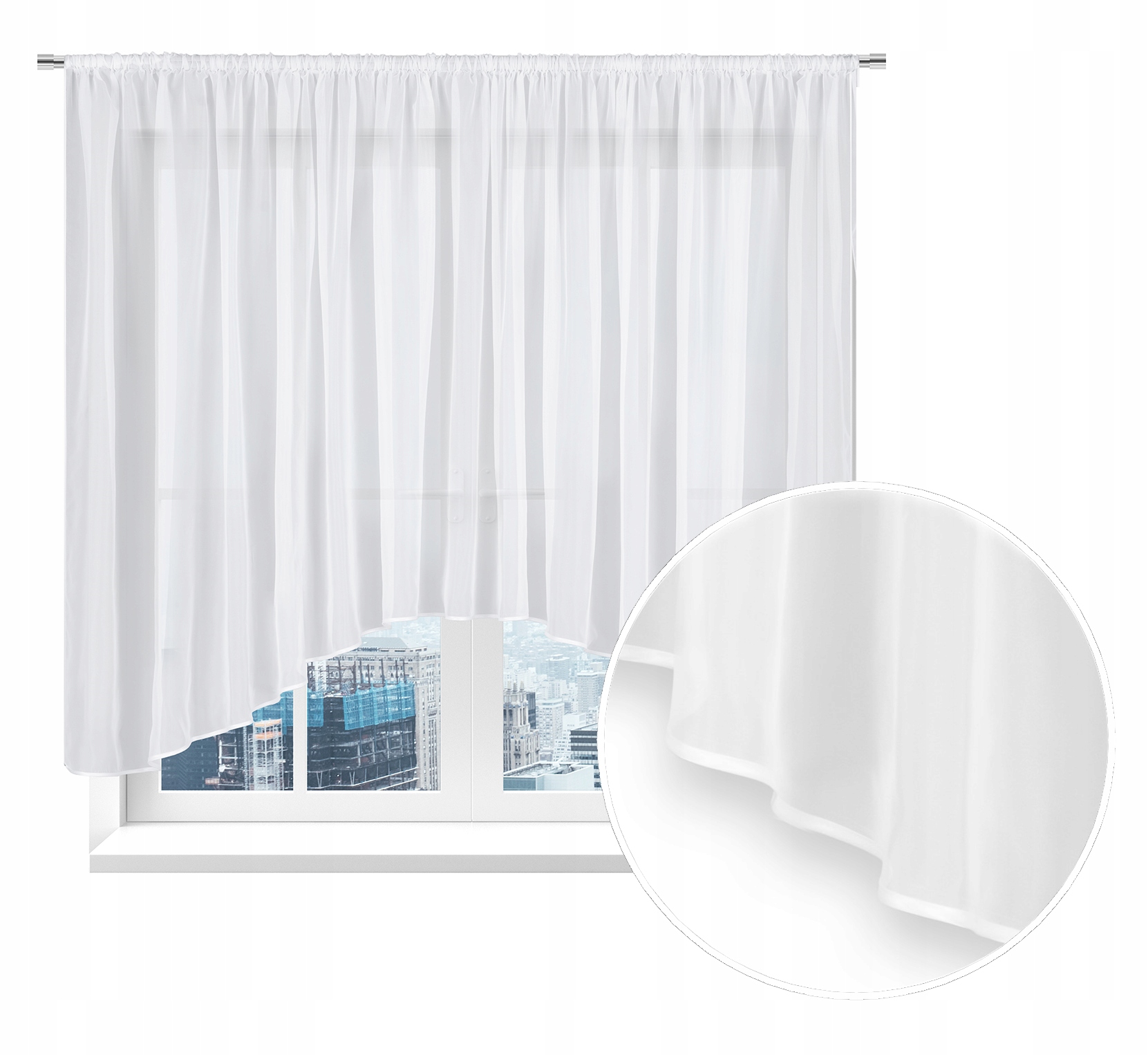 Klassischer Vorhang Mit Schleifendetail Aus Glattem, Weißem Voile, 300 X 145 Cm, Modern, Für Wohnzimmer Oder Schlafzimmer