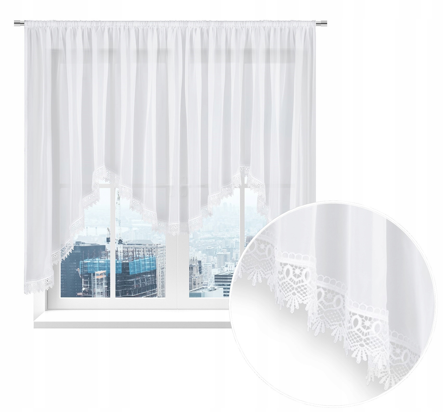 Klassischer Vorhang Für Wohn-/schlafzimmer M-ka Aus Glattem Guipure-voile 400x145