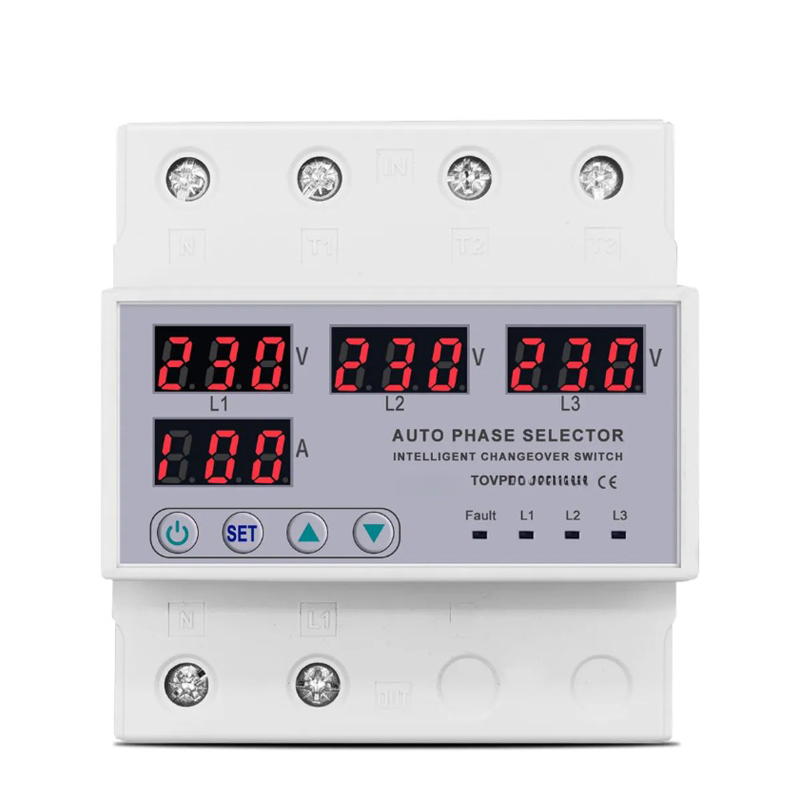 100-a-drehstrom-phasenwählerrelais Für Din-schienenmontage, Über- Und Unterspannungsschutz (3p+n), Einstellbar, 50/60 Hz, 140–300 V Ac