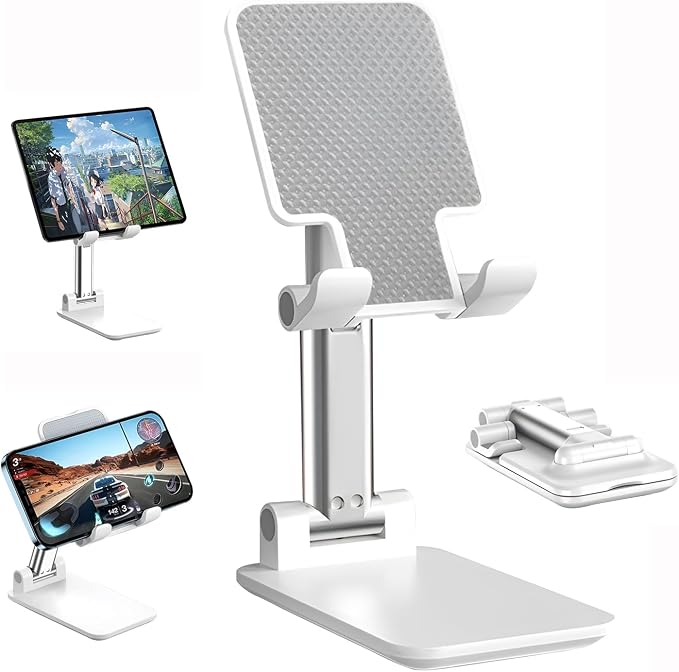 2 Stück Innovativer, Faltbarer Und Verstellbarer Handyhalter, Handyständer, Tisch-handyhalter, Tischständer Für Iphone, Ipad, Samsung Mini, Iphone Und Alle Smartphones (weiß)
