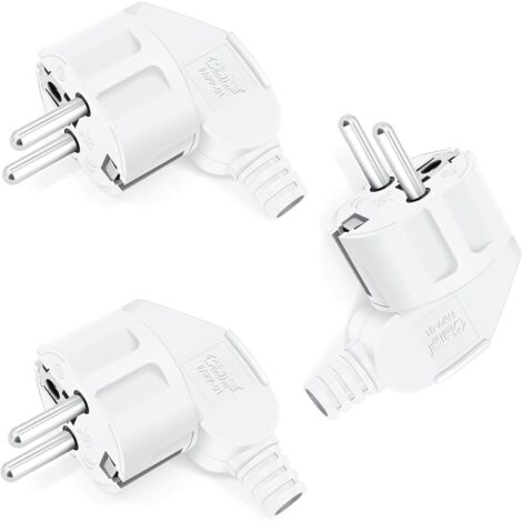 X Schuko-stecker, 250 V (16 A), Sicherheitsstecker Mit Verdrehschutz, Schuko-stecker Aus Kunststoff, Unzerbrechlich, Langlebig, Geeignet Für Kabel Mit 8 Bis 10 Mm² Durchmesser (weiß)