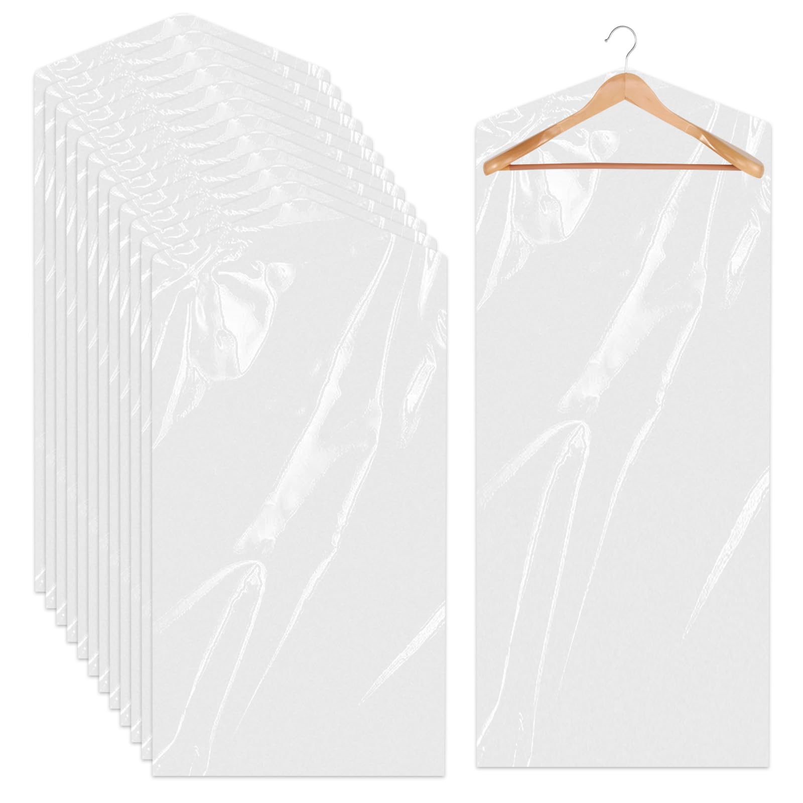50 Stück 60 X 150 Cm Lange Kleidersäcke Zum Aufhängen Von Kleidung, Trockenreinigungsbeutel, Trockenreinigungsbeutel, Kleidersäcke Zum Aufhängen Für Mäntel, Kleider, Abendkleider, Zum Einmalgebrauch,