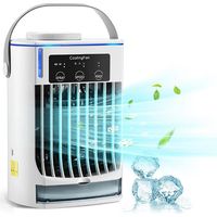Tragbarer Klimaventilator, Mini-luftkühler, Drei Windgeschwindigkeiten, Zwei Betriebsmodi, Großer 500-ml-wassertank