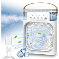 Tragbarer Klimaanlagenventilator – 3 Geschwindigkeitsstufen – 7 Led-leuchten – 5 Düsen – Energiesparend