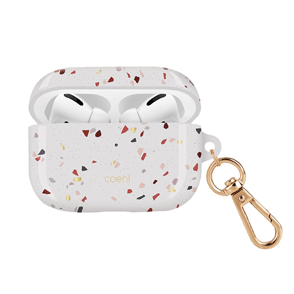 Uniq Coehl Terrazzo Airpods Hülle Pro Weiß/naturweiß