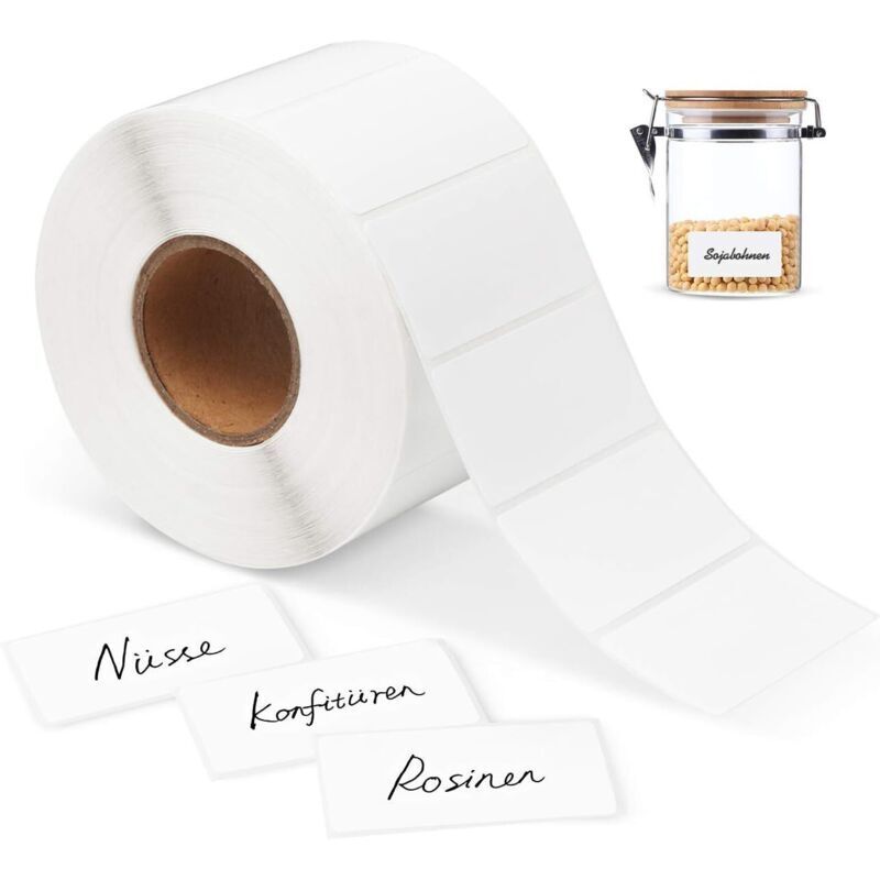 Weiße, Selbstklebende Etiketten 60 × 30 Mm – Packung Mit 1000 Klebeetiketten Aus Papier Für Küche, Büro Und Marmeladen