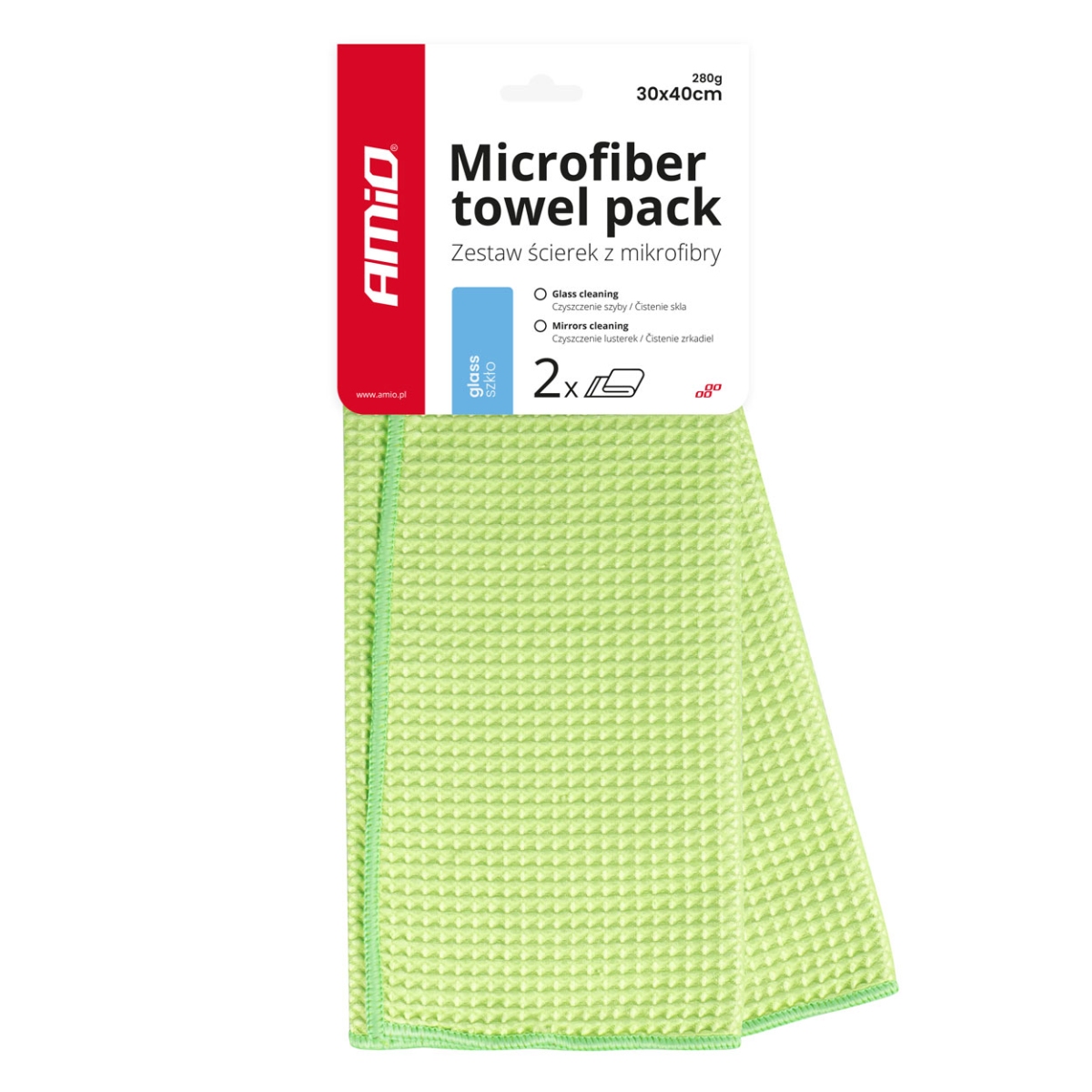 Mikrofaser-waffeltuch Für Fenster Und Spiegel 40x30 Cm 2 Stück. Amio-03734