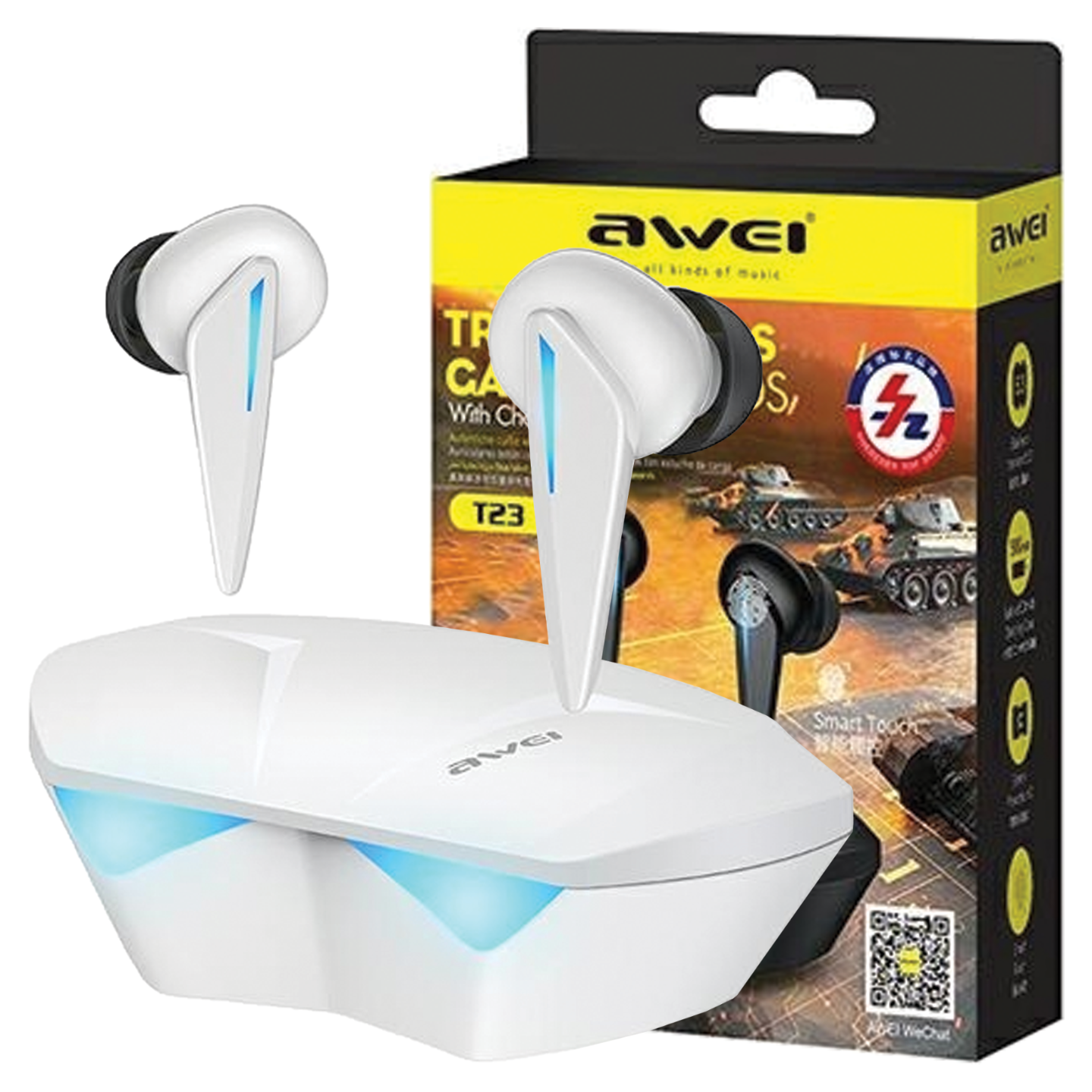 Awei Bluetooth 5.0 T23 Tws Kopfhörer + Dockingstation Gaming Weiß
