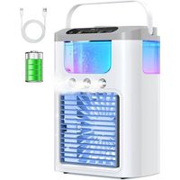 Tragbare Klimaanlage/mobiler Luftkühler Mit Wiederaufladbarem Akku, 3 Geschwindigkeitsstufen, 3 Nebelmodi, 60°-oszillation, 600 Ml