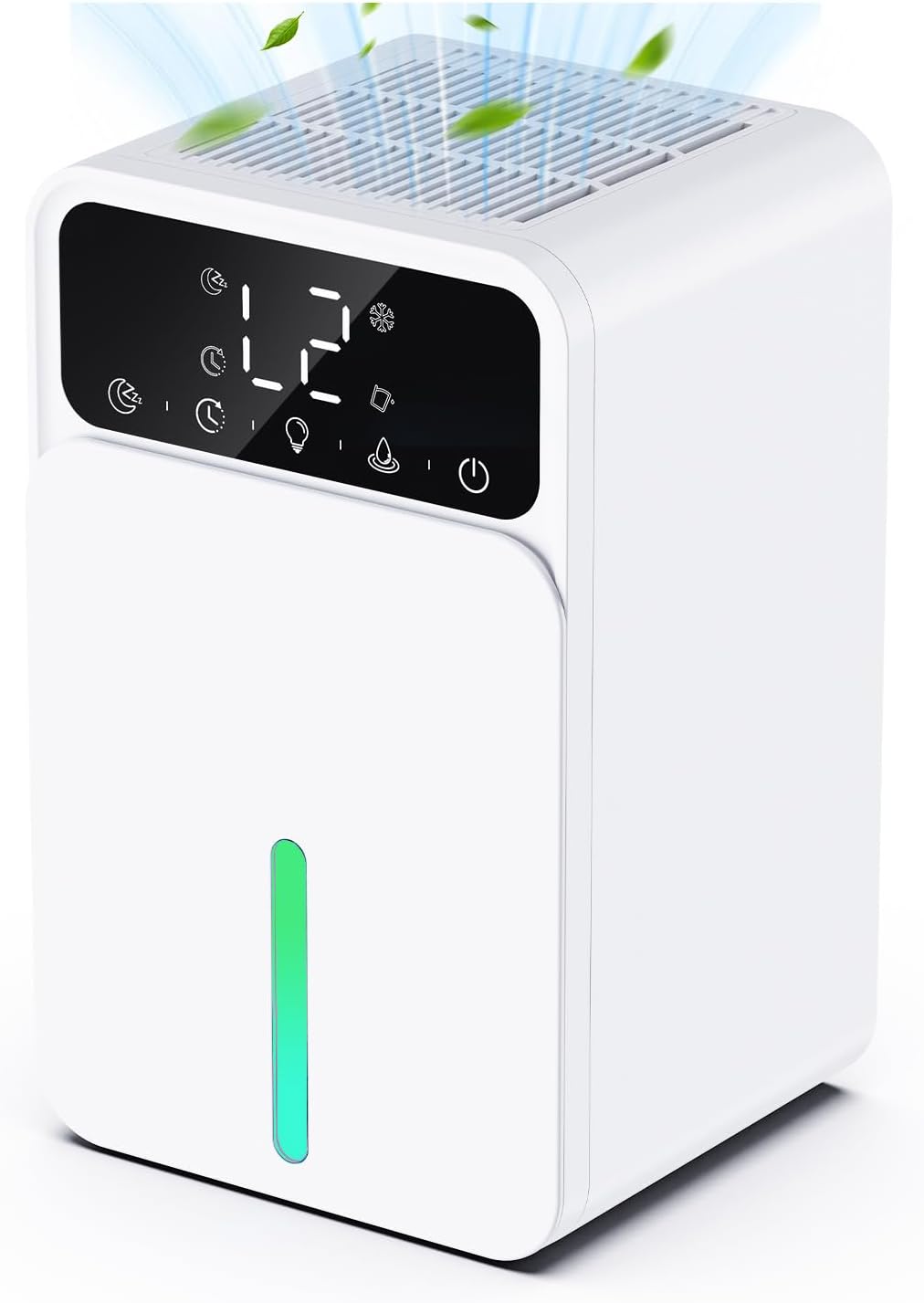 Elektrischer Luftentfeuchter (1500 Ml), Mit 12-stunden-timer, 7-farbiger Beleuchtung, Automatischer Abtaufunktion Und Abschaltautomatik, Für Zuhause, Badezimmer Und Schlafzimmer, Weiß
