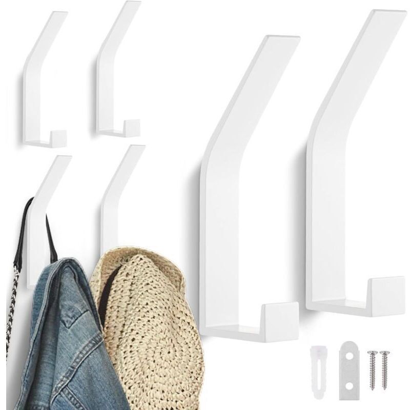 Moderne Weiße Wandhaken – 6er-set, Elegantes Und Robustes Design Für Jacken, Mäntel, Schals Und Taschen