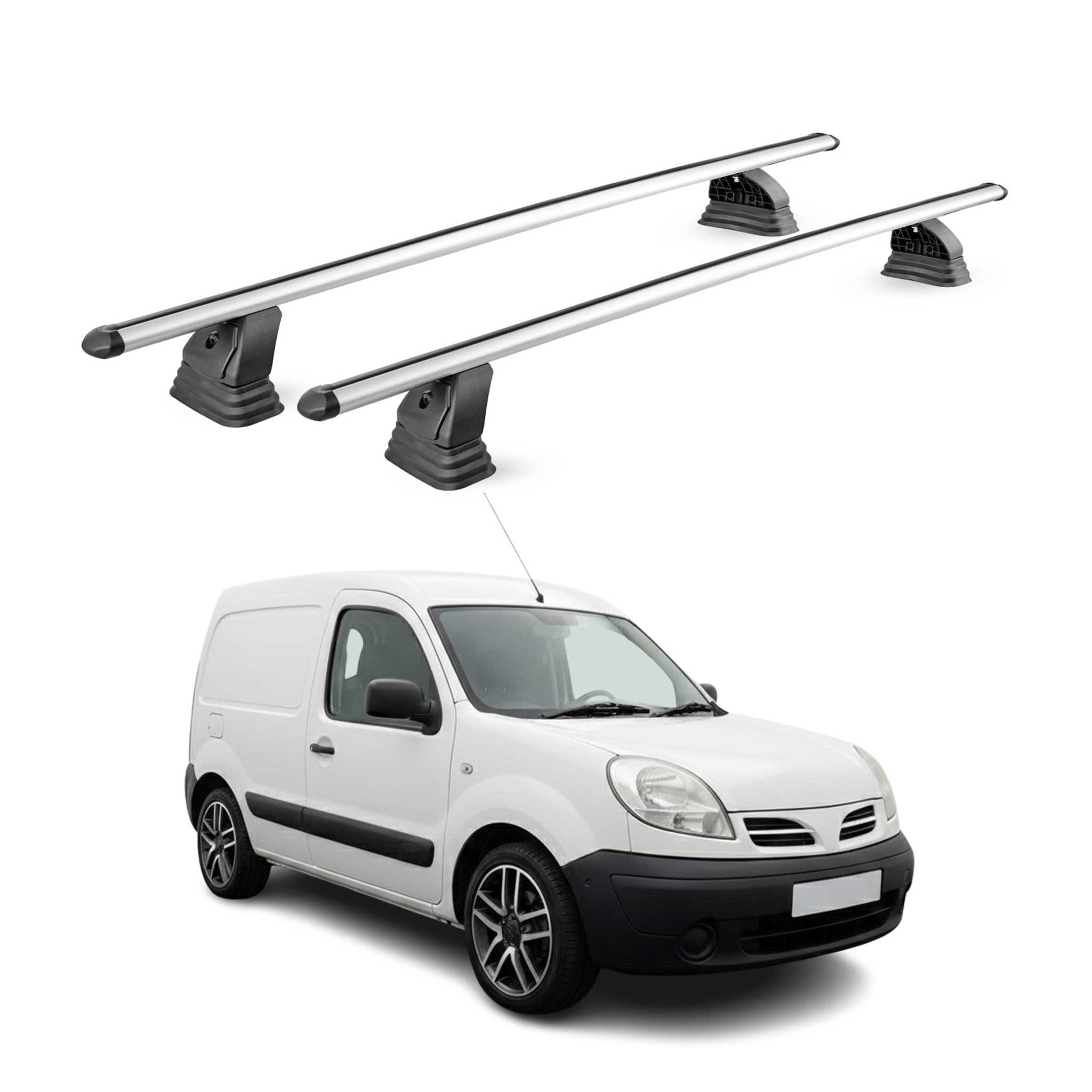 Omac Aluminium Dachträger Querträger Für Nissan Kubistar 2003-2009 – Tüv / Din 75302:2019 – Abschließbar – T-nut – Max. 75 Kg – 2 Stangen – Silber
