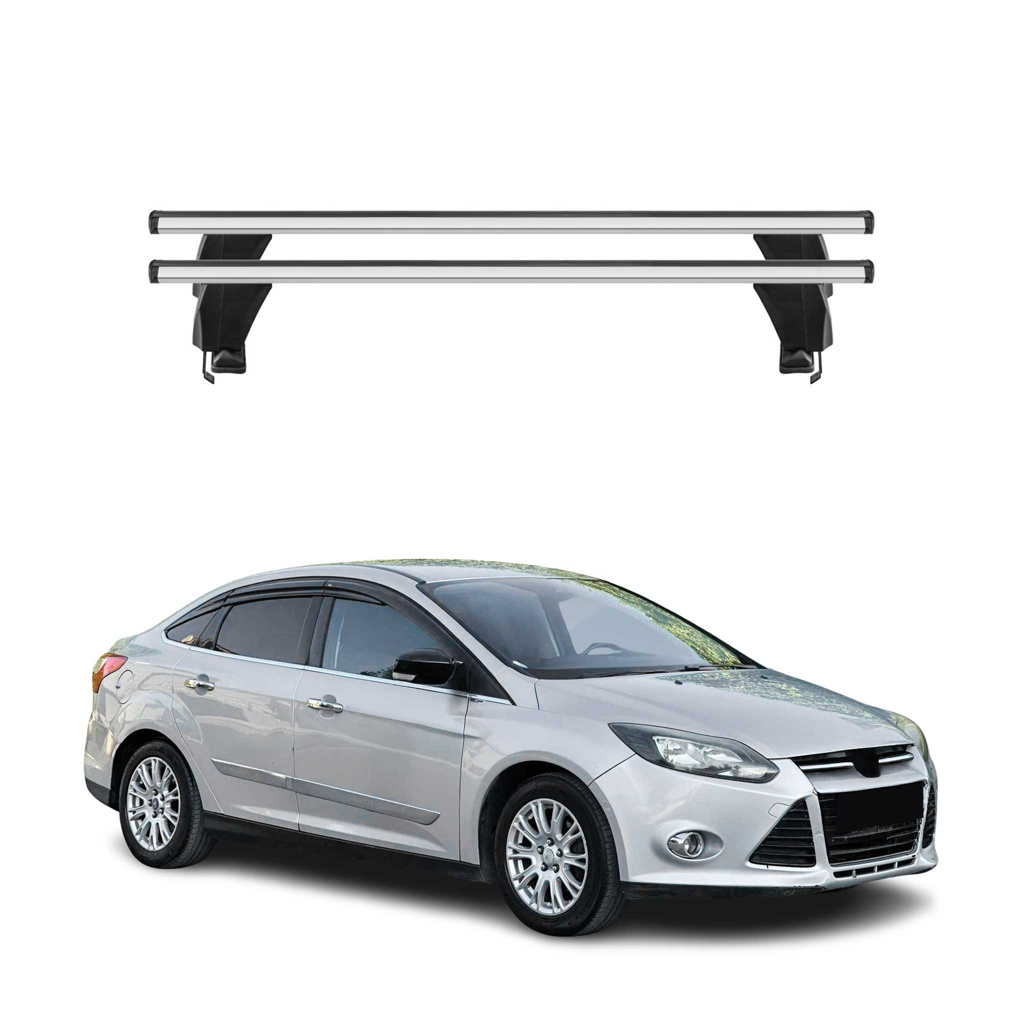 Omac Dachträger Querträger Alu Für Ford Focus Iii 2011-2018 – Abschließbar – T-nut – City-crash-getestet – Max. 50 Kg Silber