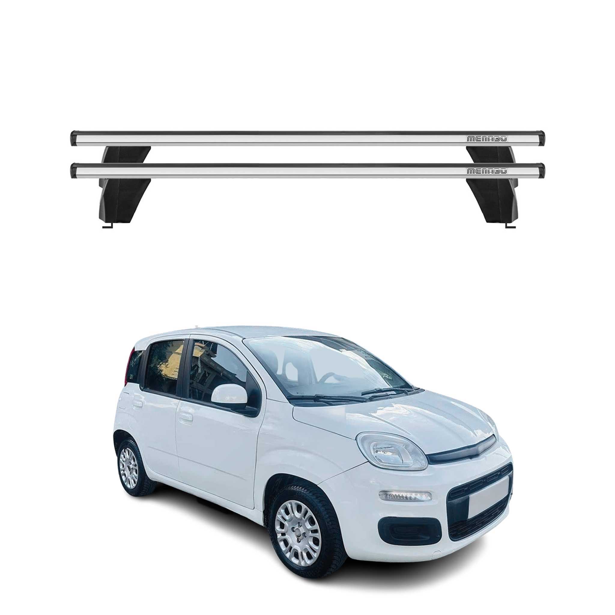Omac Dachträger Querträger Alu Für Fiat Panda Iii 2012-2026 – Abschließbar – T-nut – City-crash-getestet – Max. 75 Kg Silber