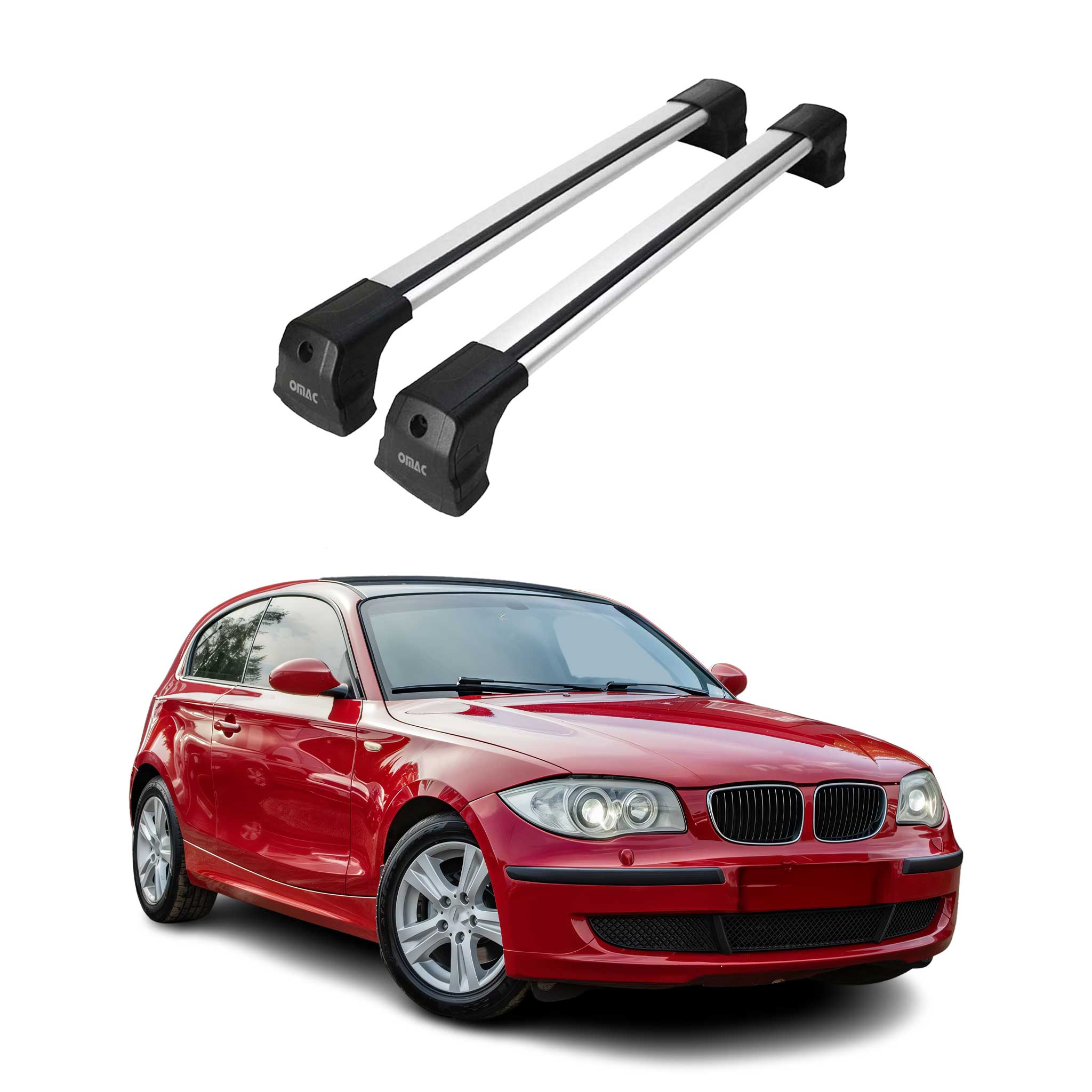 Omac Dachträger Querträger Kompatibel Mit Bmw 1er F20 F21 3tür 5tür 2012-2019 – 2 Stangen – Abschließbar – Aluminium Silber
