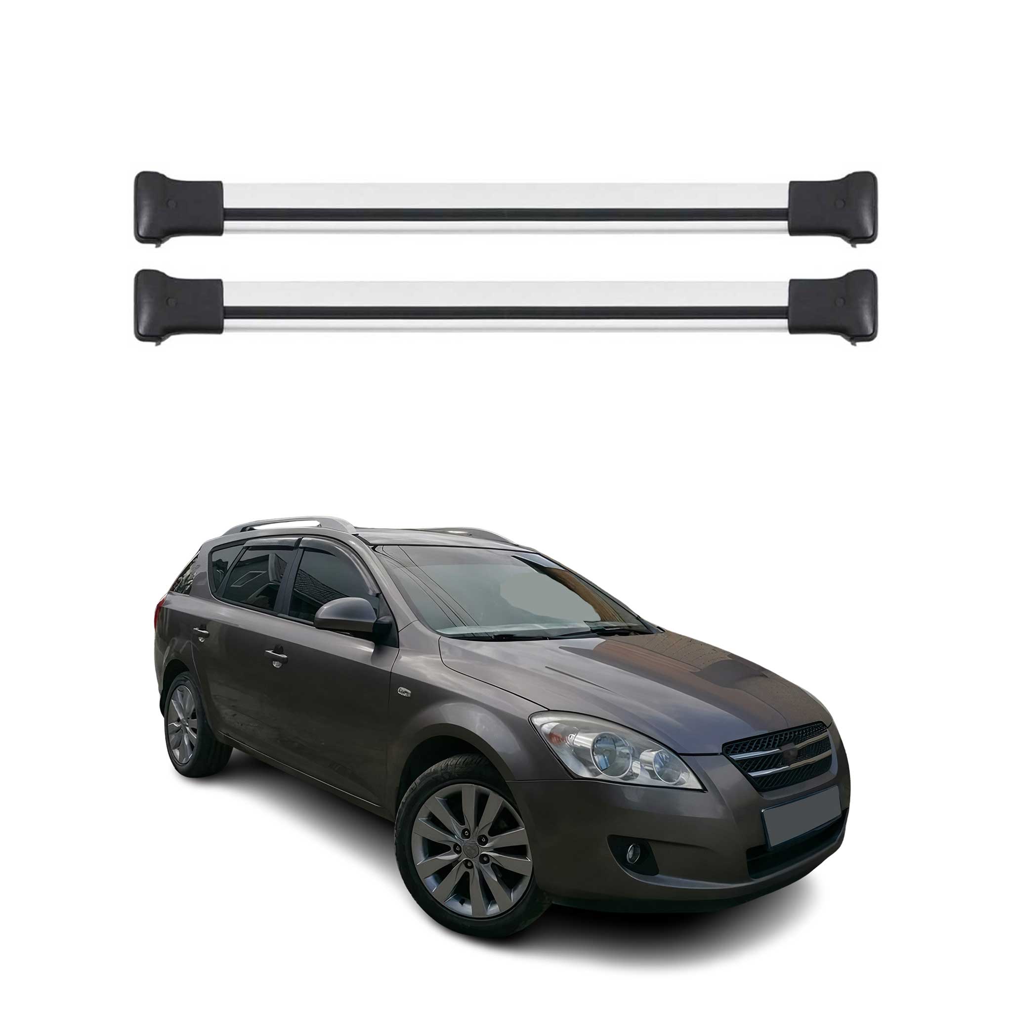 Omac Aluminium-dachträger Für Kia Ceed I Kombi 2006-2012 – Max. Traglast 75 Kg – 2x Silber