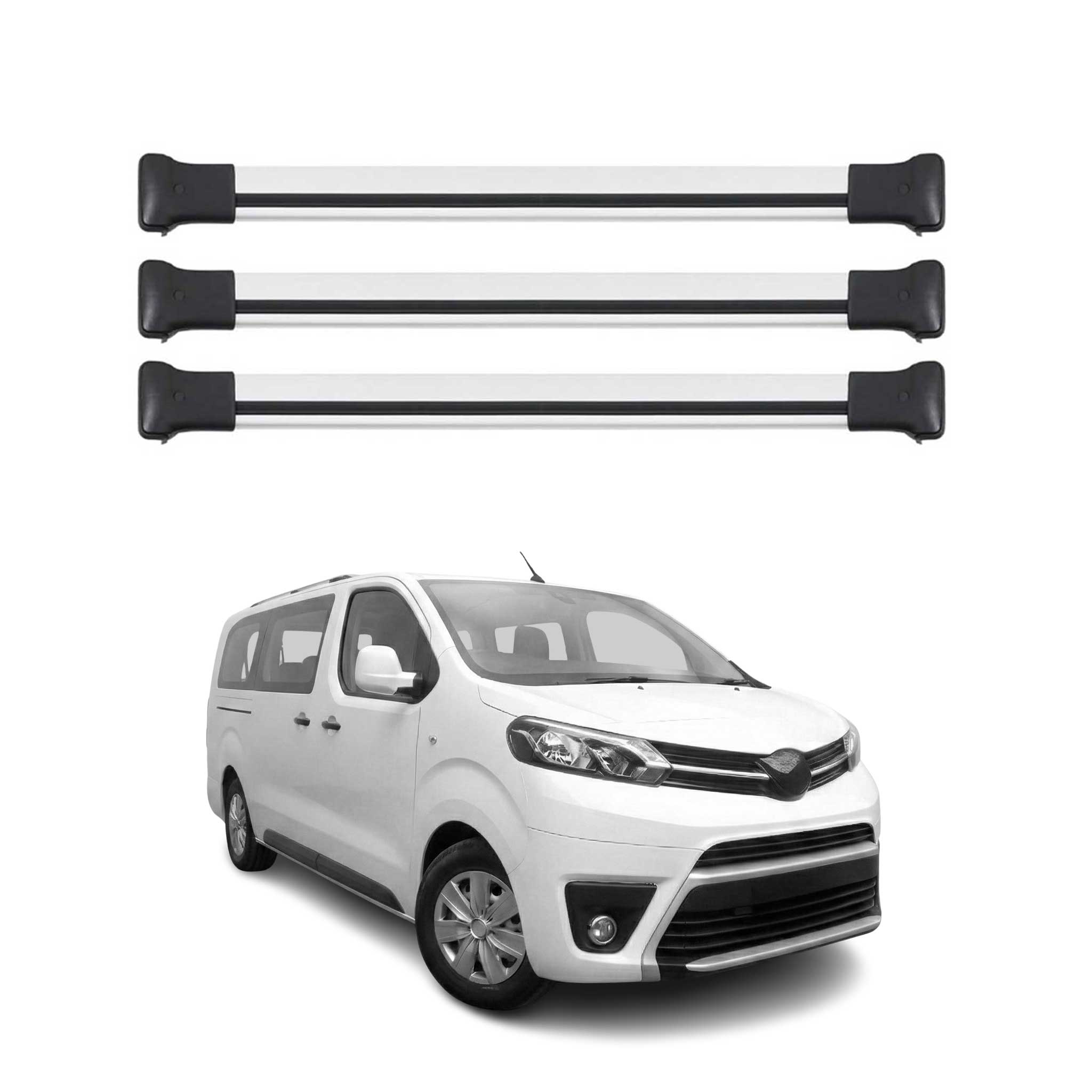 Omac Aluminium Dachträger Querträger Für Toyota Proace 2016-2026 – Max. 75 Kg – 3 Stangen Silber