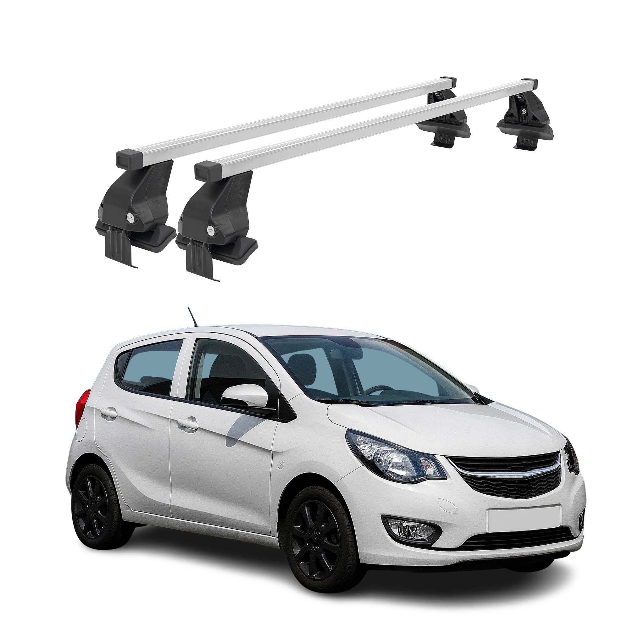 Omac Dachträger Querträger Stahl Für Opel Karl 2015-2019 – Abschließbar – City-crash-getestet – Din 75302:2019 – Iso/pas 11154:2006 – Max. 50 Kg Silber