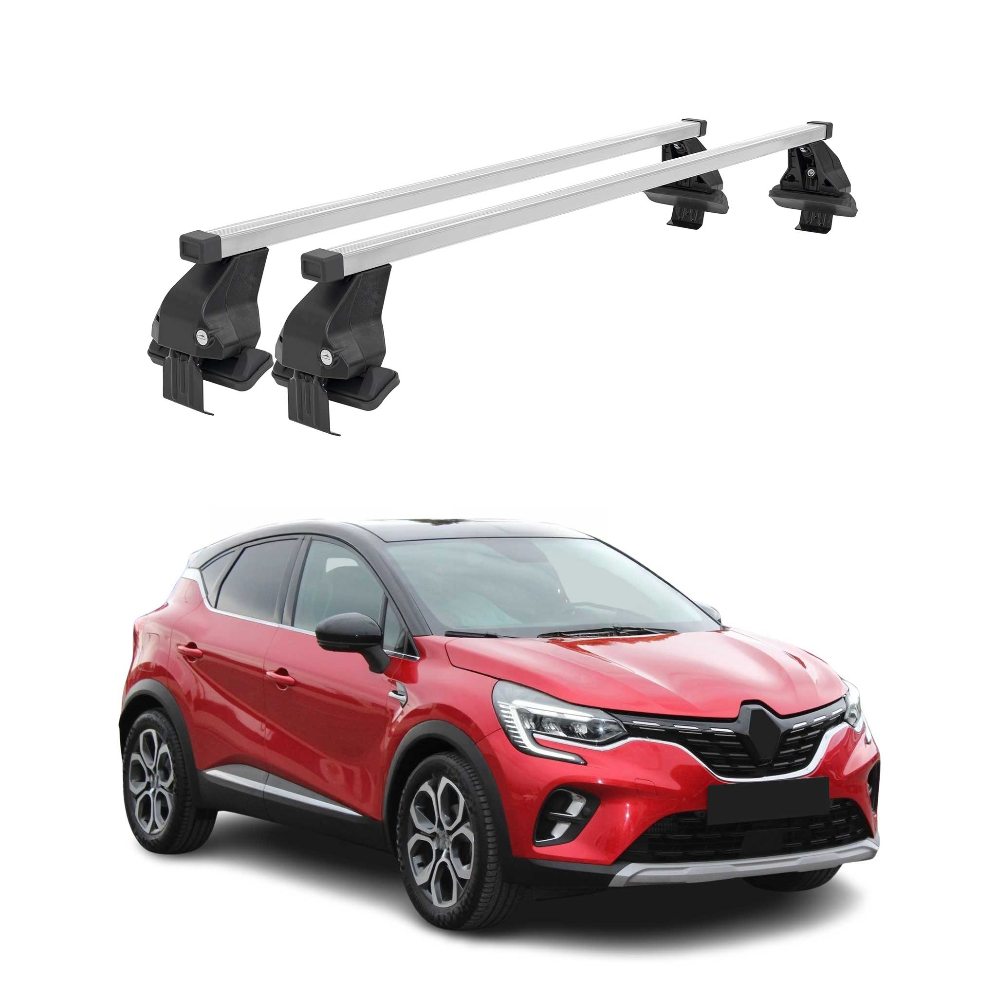 Omac Dachträger Querträger Stahl Für Renault Captur Ii 2019-2026 – Abschließbar – City-crash-getestet – Din 75302:2019 – Iso/pas 11154:2006 – Max. 50 Kg Silber