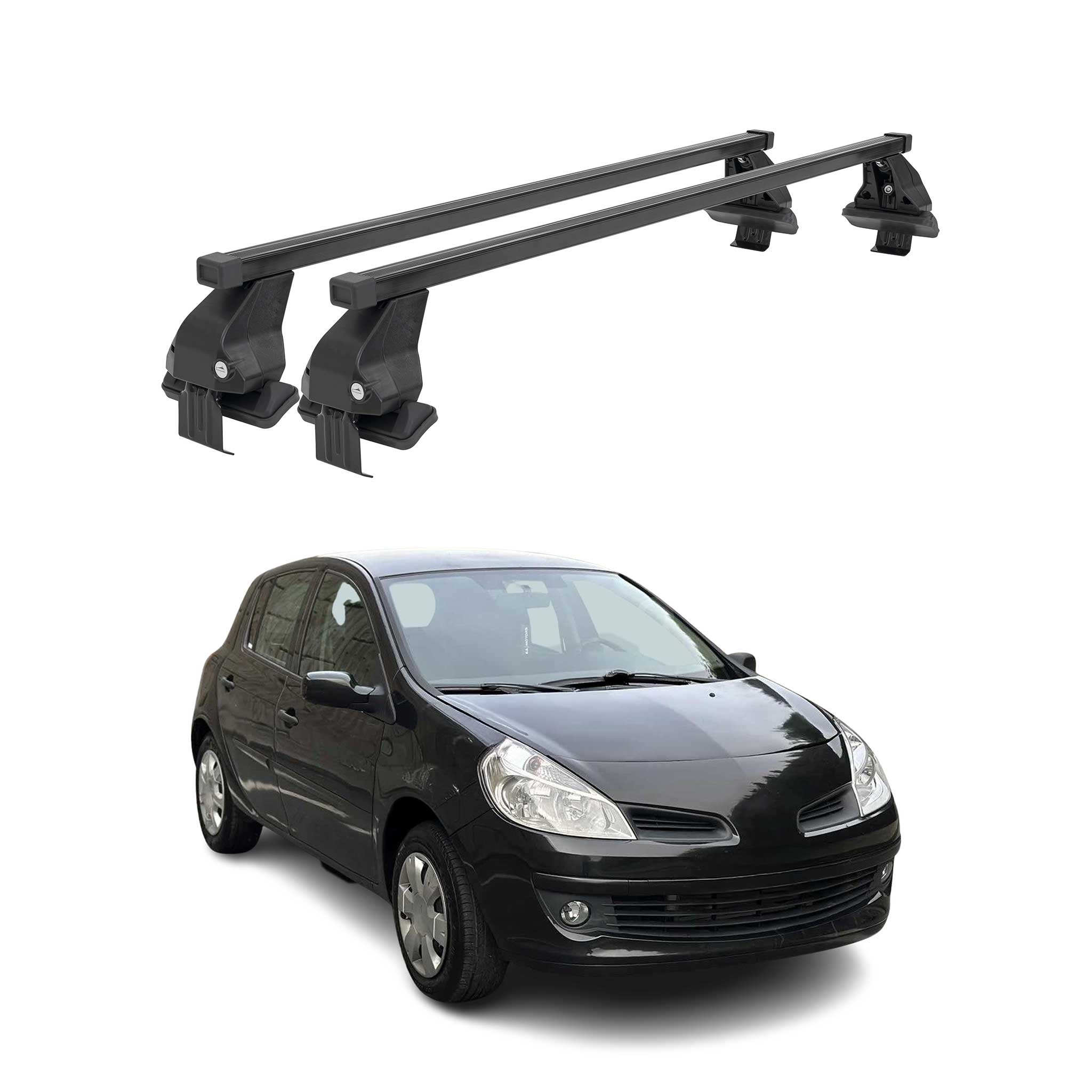Omac Dachträger Querträger Stahl Für Renault Clio Iii 2005-2012 – Abschließbar – City-crash-getestet – Din 75302:2019 – Iso/pas 11154:2006 – Max. 50 Kg Silber