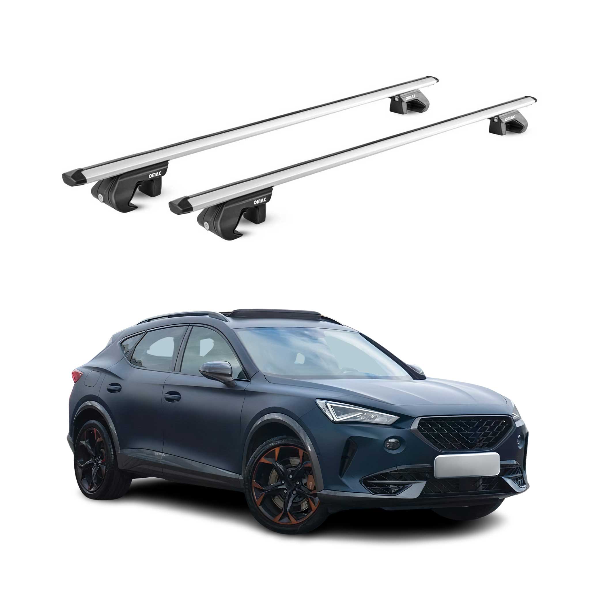 Omac Dachträger Aluminium Tüv Geprüft Für Cupra Formentor 2020-2026 – Für Standard Dachreling – T Nut – Max 90 Kg – 2 Schlösser Silber