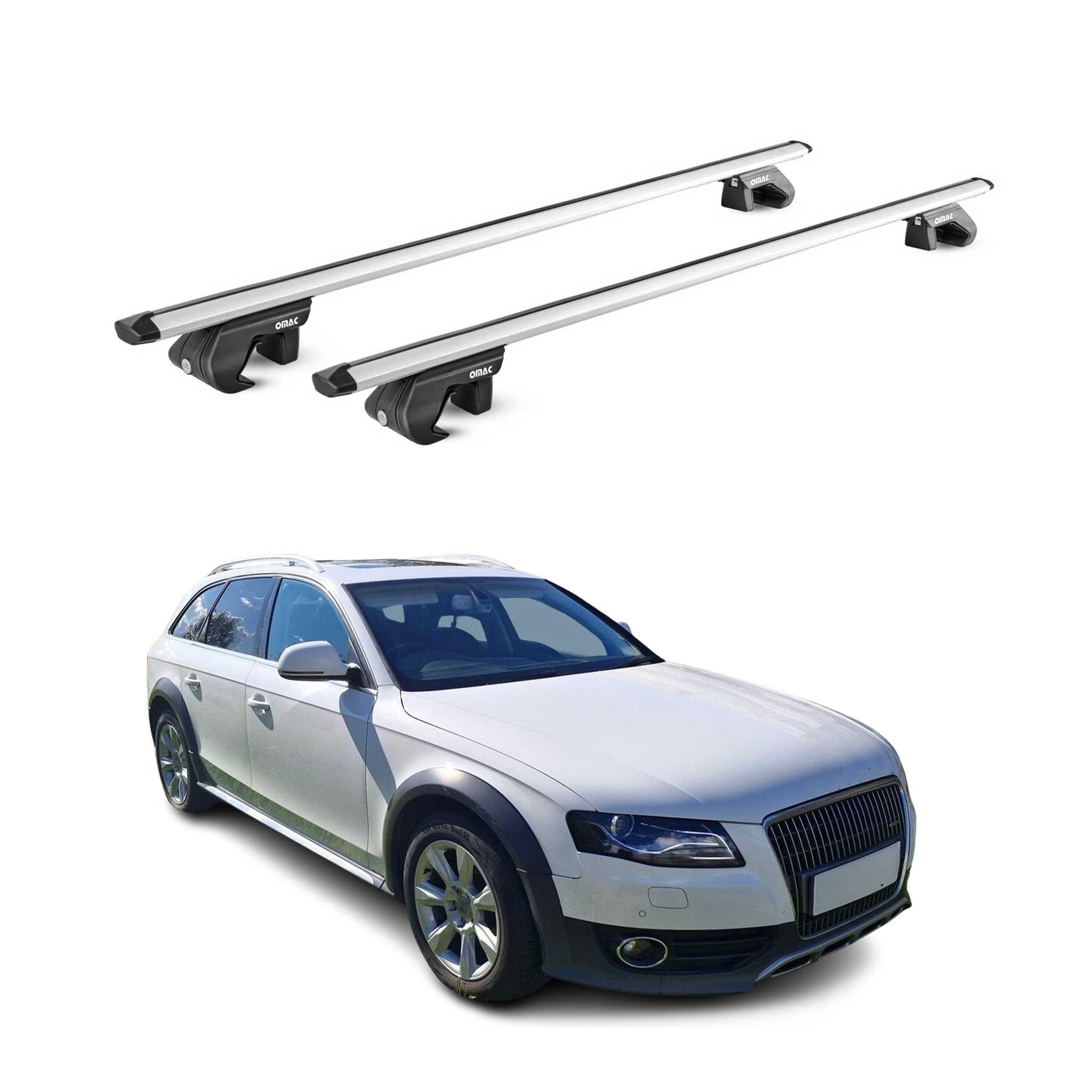 Omac Dachträger Aluminium Tüv Geprüft Für Audi A4 B8 Allroad 2009-2016 – Für Standard Dachreling – T Nut – Max 90 Kg – 2 Schlösser Silber