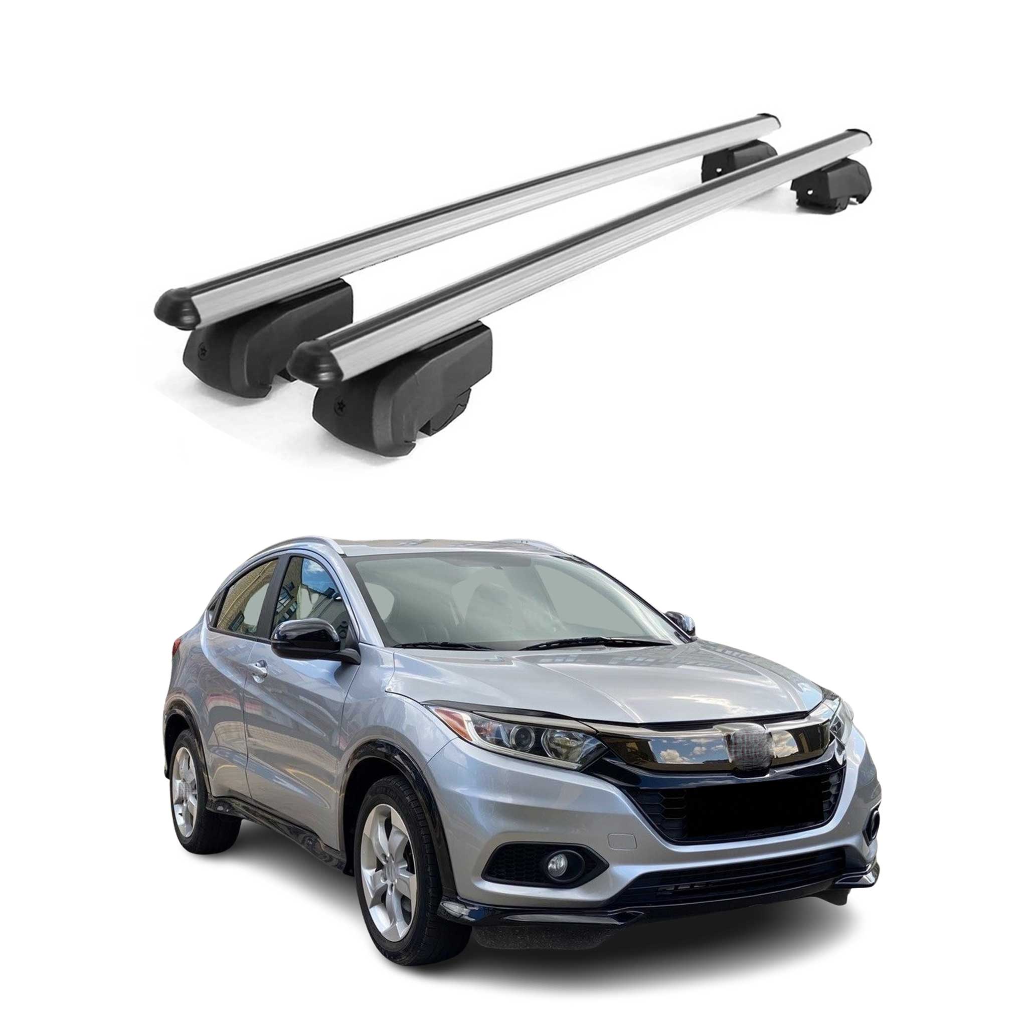 Omac Aluminium Dachträger Querträger Für Honda Hr-v Ii 2015-2021 – City Crash – Iso/pas 11154:2006 – Abschließbar – Max. 75 Kg – 2 Stangen Silber