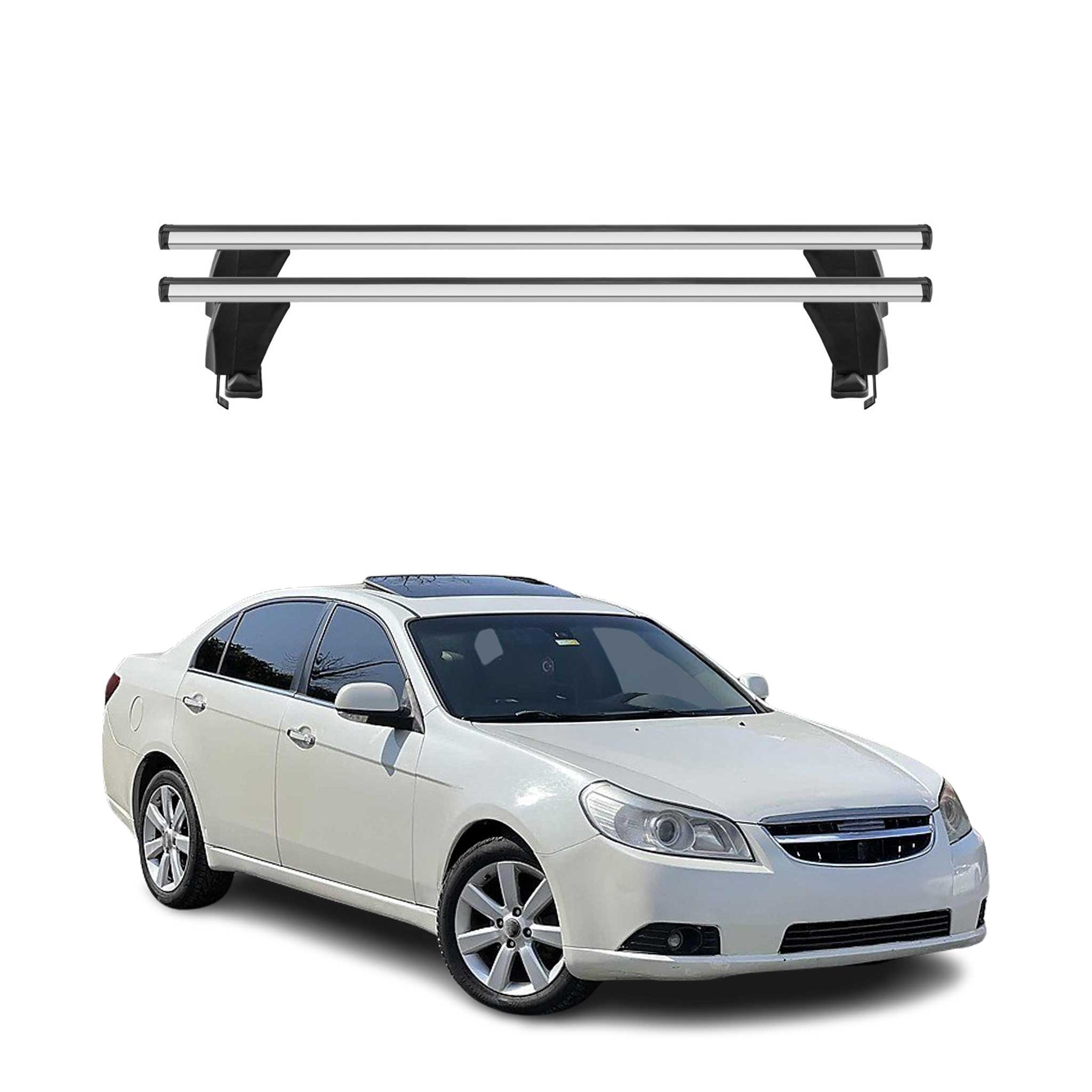 Omac Dachträger Querträger Alu Für Chevrolet Epica 2005-2011 – Abschließbar – T-nut – City-crash-getestet – Max. 50 Kg Silber