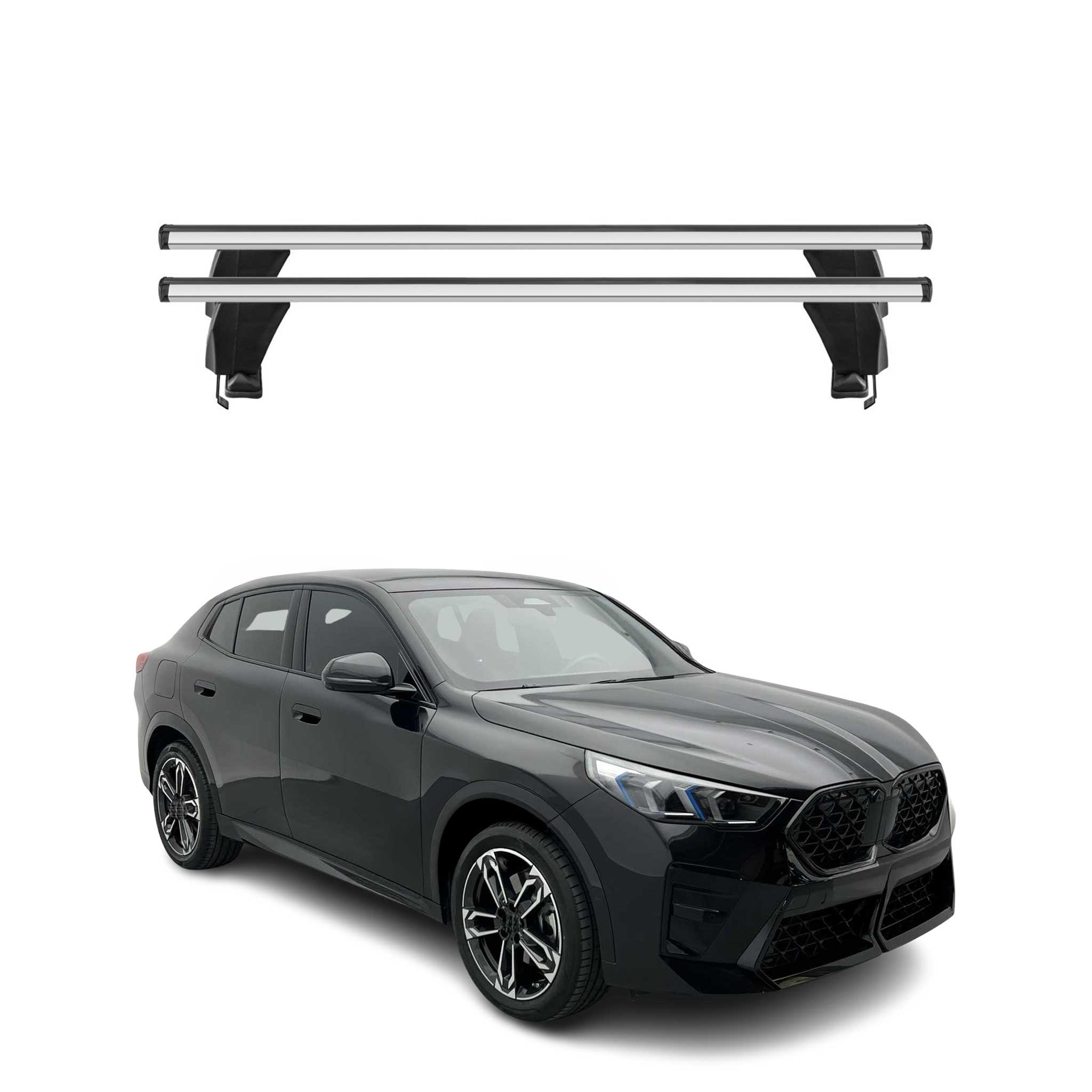 Omac Dachträger Querträger Alu Für Bmw Ix2 U10 2024-2026 – Abschließbar – T-nut – City-crash-getestet – Max. 50 Kg Silber