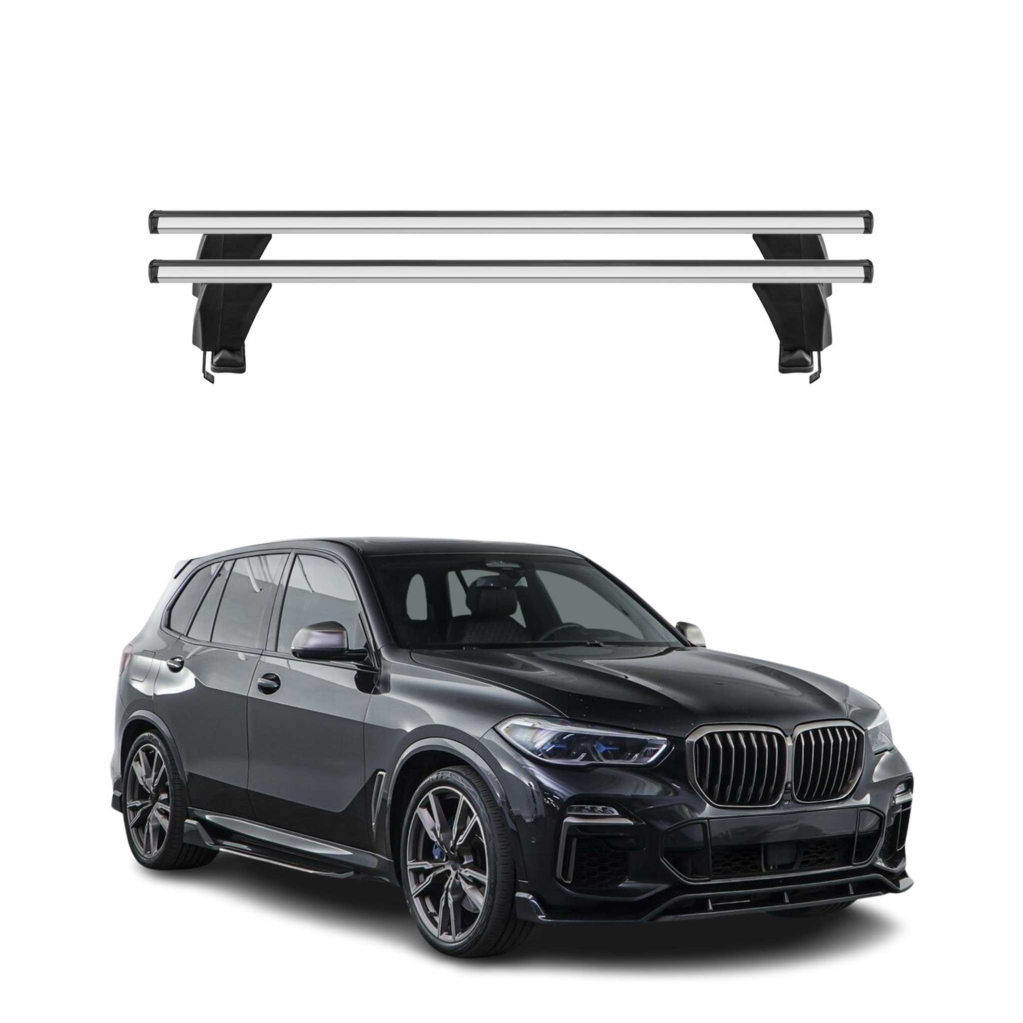 Omac Dachträger Querträger Alu Für Bmw X5 G05 2019-2026 – Abschließbar – T-nut – City-crash-getestet – Max. 50 Kg Silber