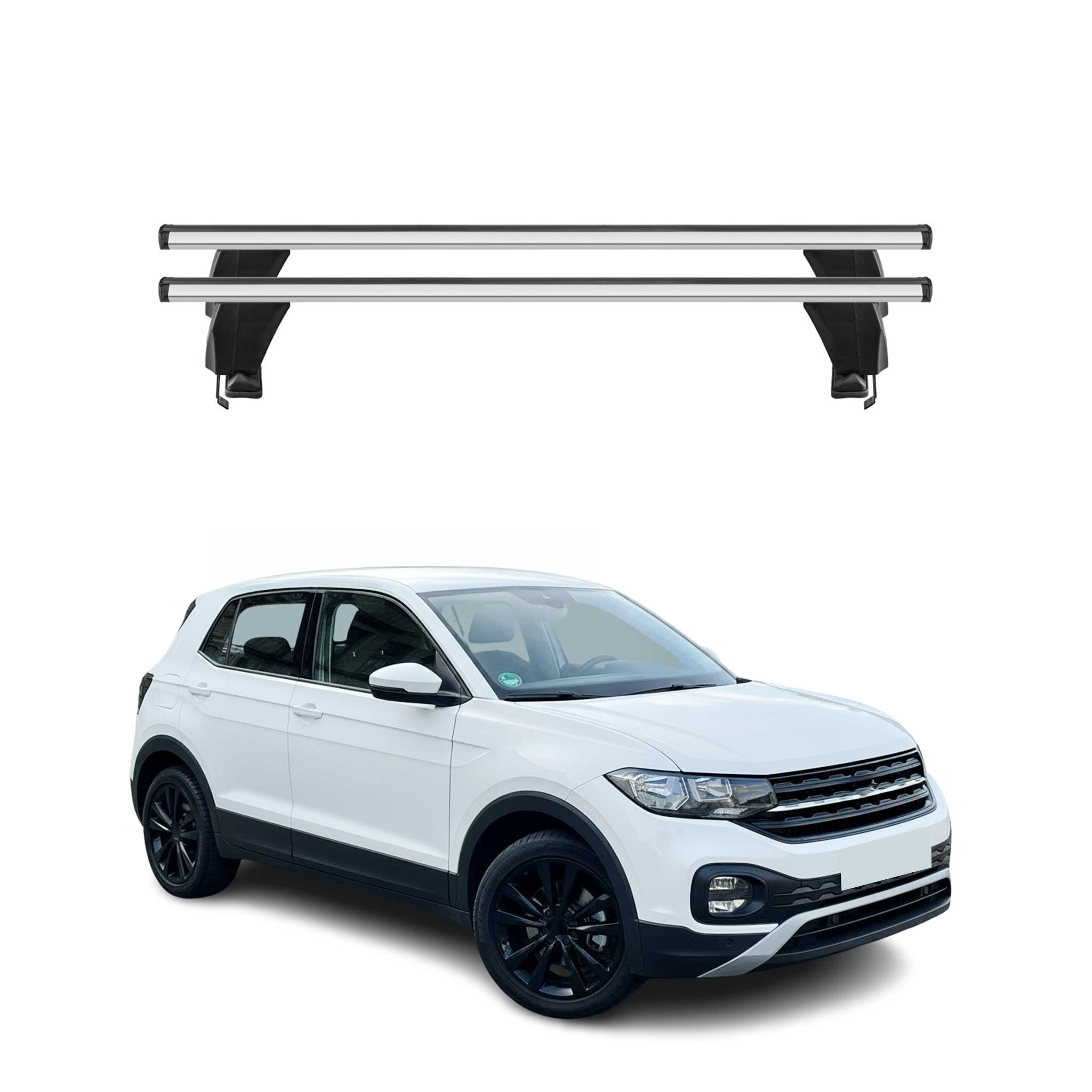 Omac Dachträger Querträger Alu Für Vw T-cross 2019-2026 – Abschließbar – T-nut – City-crash-getestet – Max. 50 Kg Silber