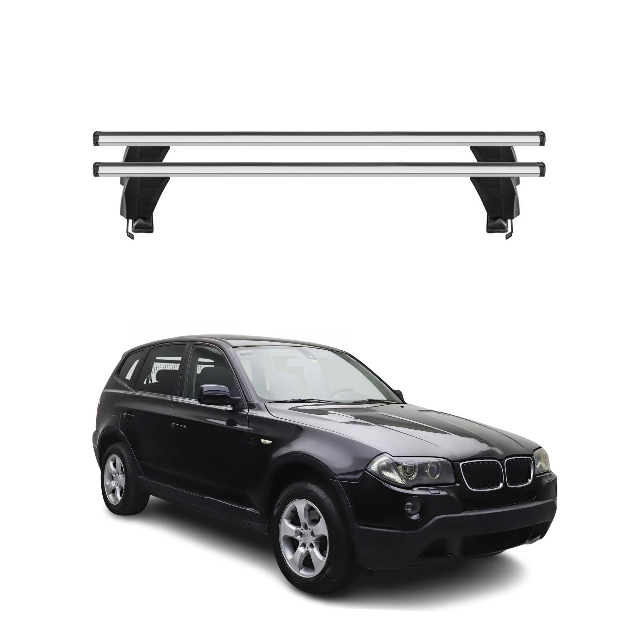Omac Dachträger Querträger Alu Für Bmw X3 E83 2003-2010 – Abschließbar – T-nut – City-crash-getestet – Max. 50 Kg Silber