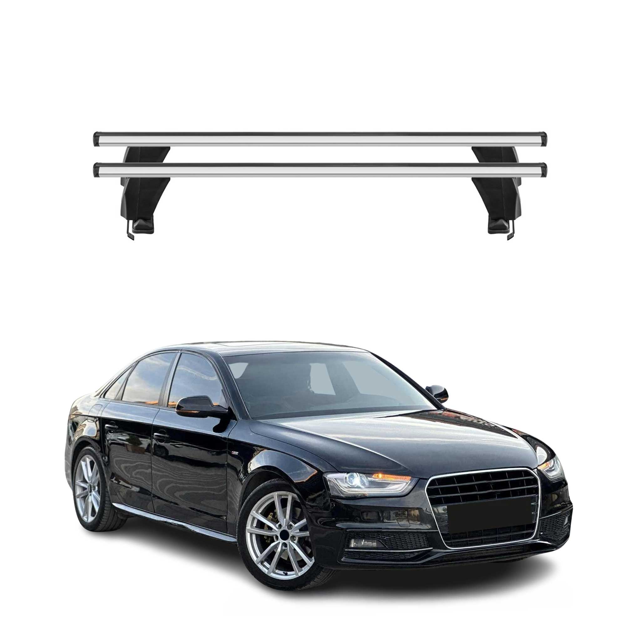Omac Dachträger Querträger Alu Für Audi A4 B8 Limo 2012-2015 Fl – Abschließbar – T-nut – City-crash-getestet – Max. 50 Kg Silber