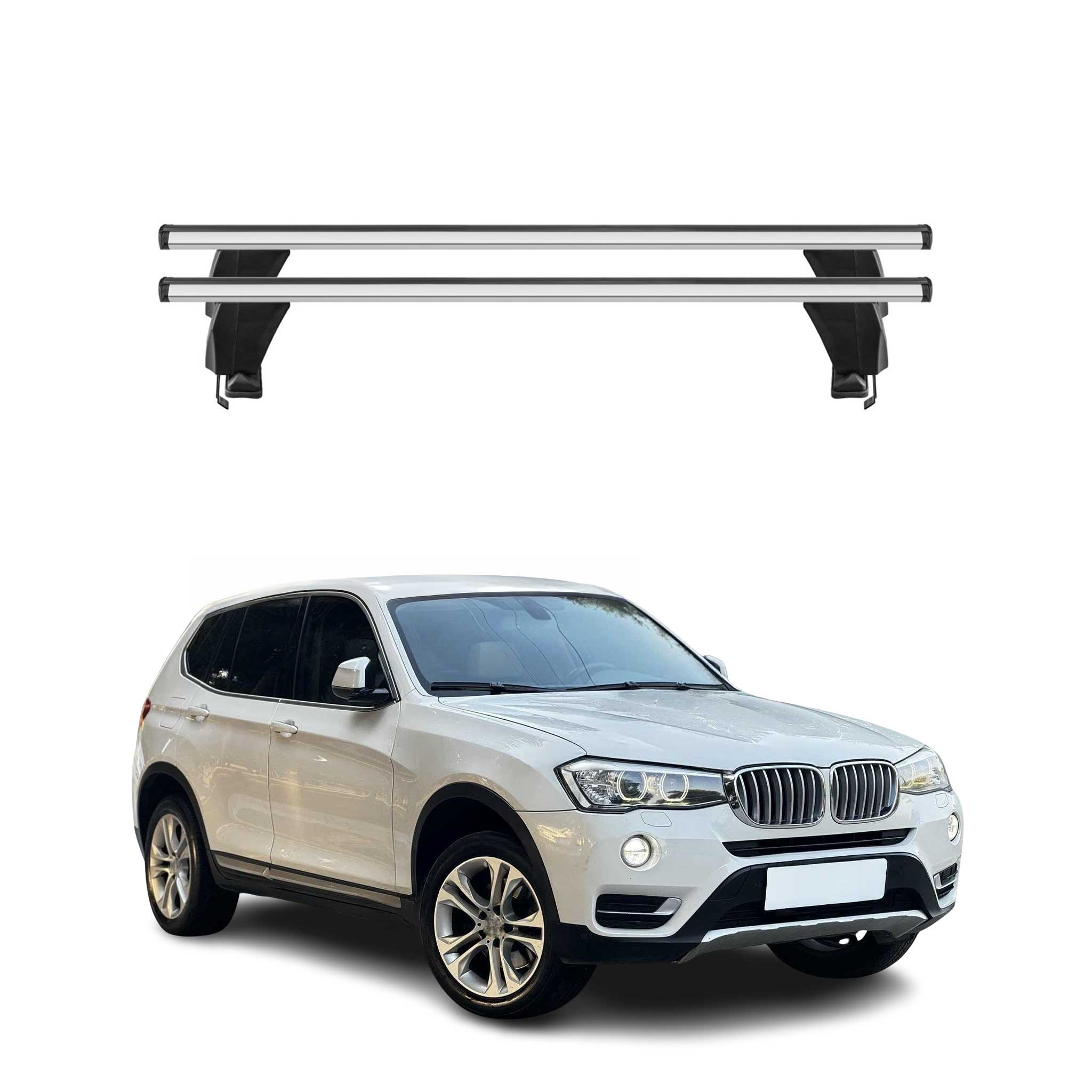 Omac Dachträger Querträger Alu Für Bmw X3 F25 2010-2017 – Abschließbar – T-nut – City-crash-getestet – Max. 50 Kg Silber